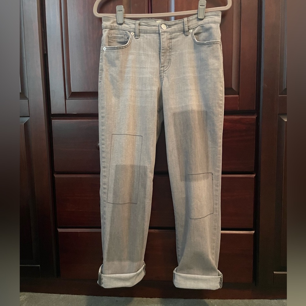 Gray Shadow Patch Straight Leg Boyfriend Jeans - image 3